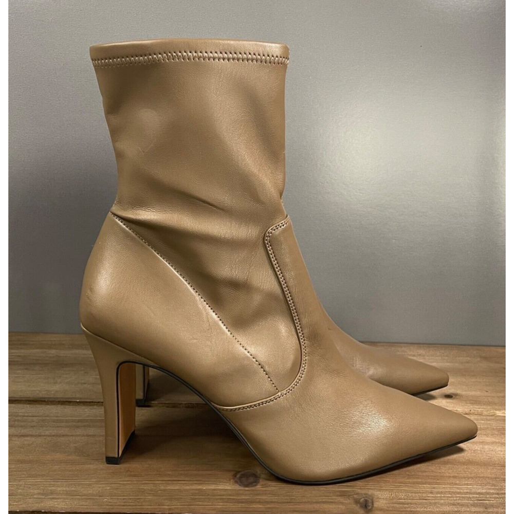 Franco Sarto Women's Avana Boots Size 10 Clay Taupe Faux Leather Pointed Toe